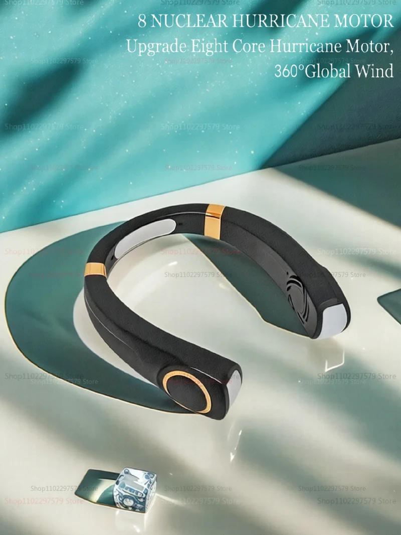 Description Picture 5 of itemNeck Hanging Fan Portable Bladeless Mini Rechargeable Electric Air Cooler With LED Display For Summer Travel Outdoor Indoor