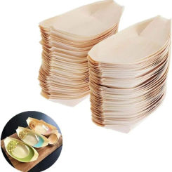 Disposable Wooden Boat-shaped Sushi Plate Japanese Sushi Fries Octopus Maruko Snacks Fruit Box Wood Dessert Bowl Plate Food Tray