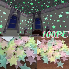 New 100 Pcs Glow In The Dark Luminous Stars Fluorescent Noctilucent Plastic Wall Stickers Murals Decals For Home Art Decor L5