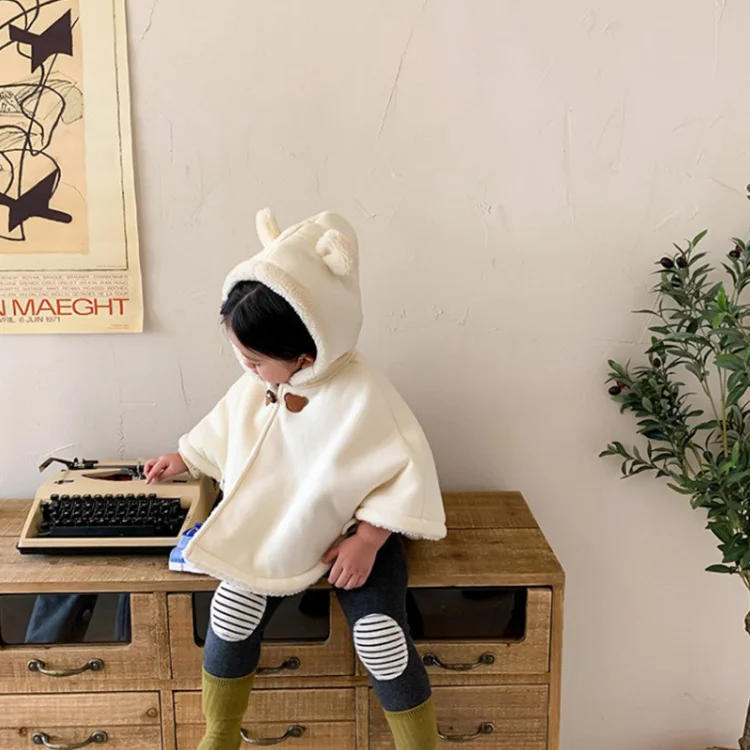 Description Picture 6 of itemWinter Baby Hooded Cloak Girls Coat Infant Outfits Windproof Coral Fleece Blankets Newborn Solid Thicken Outerwear Baby Clothes