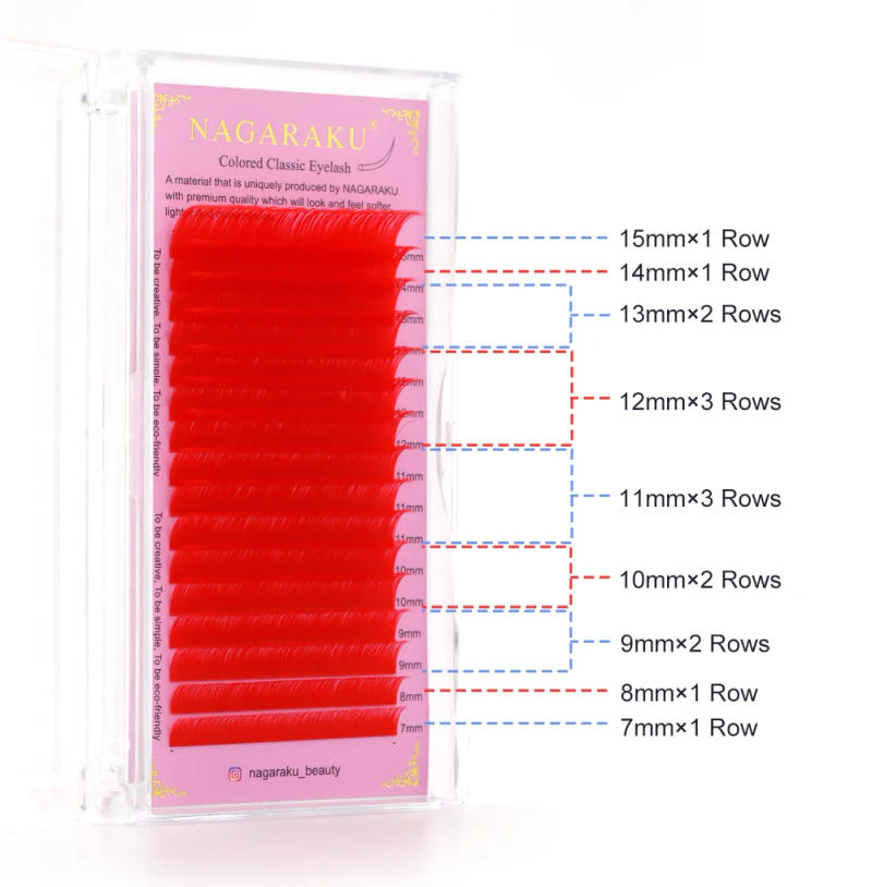 Description Picture 5 of itemNAGARAKU Color Eyelashes Brown Blue Purple Pink White Yellow Green Red False Eyelashes Cilios Maquiagem Makeup Mix 7~15mm
