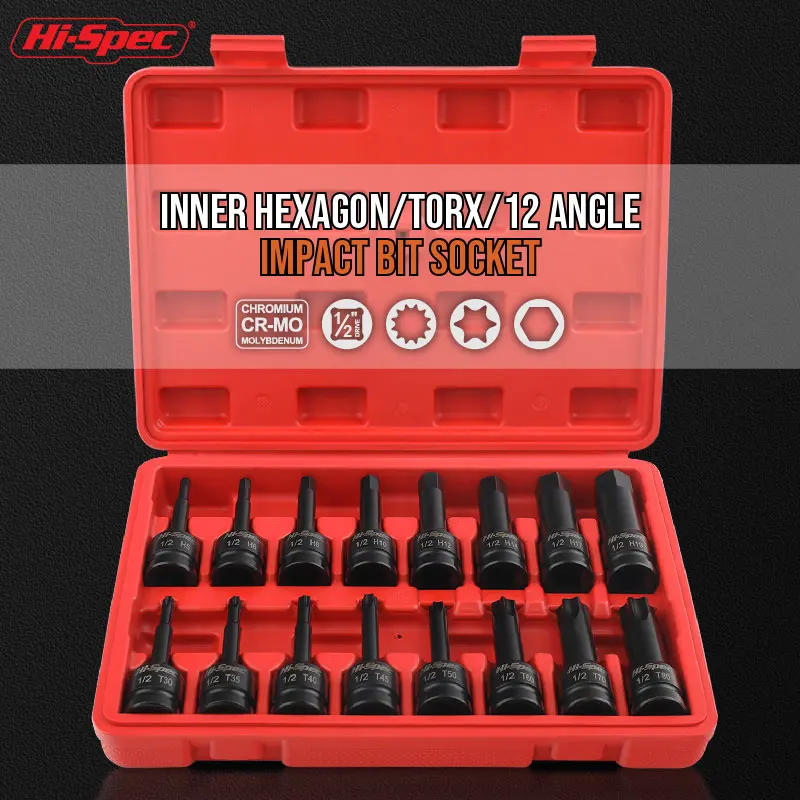 Description Picture 3 of itemHi-Spec 16PCS 1/2 Hexagon Socket Extension Socket Set Extra Long Socket Electric Wrench S2 Bit Screwdriver Adapter Torque Wrench