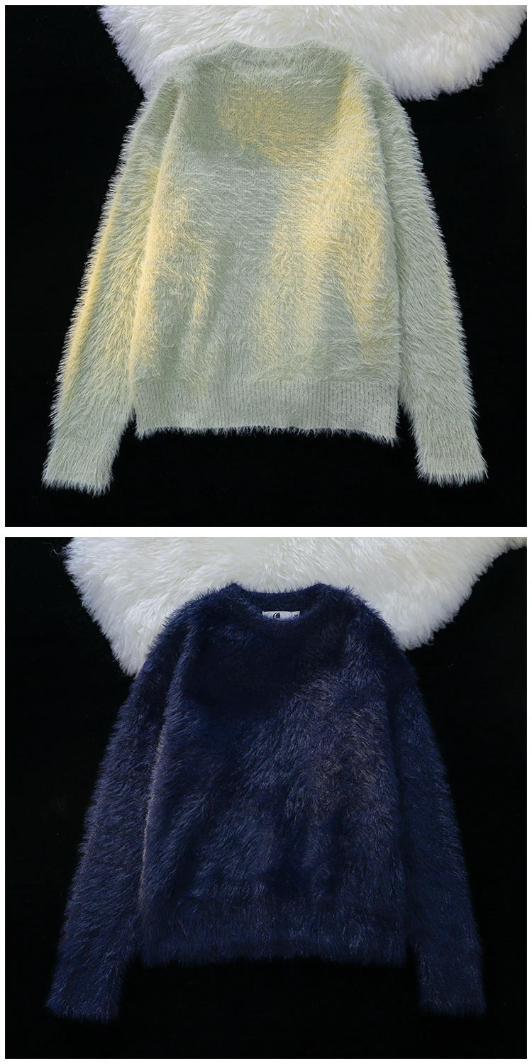 Description Picture 4 of itemMen 2024 Autumn Winter New Oversize Solid Color Knitted Jumpers Male O-neck Sweater Tops Men Long Sleeve Warm Pullovers S100