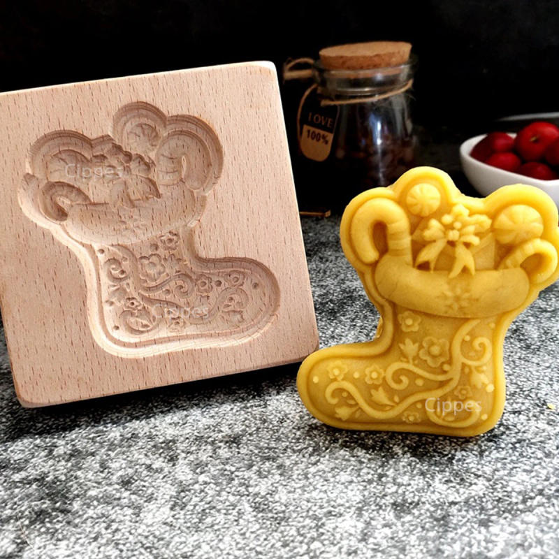 Description Picture 5 of itemWooden Cookie Molds for Christmas, DIY 3D Engraved Embossed Biscuit Cutter Moulds, Xmas Tree Snowflake Santa Claus Gingerbread