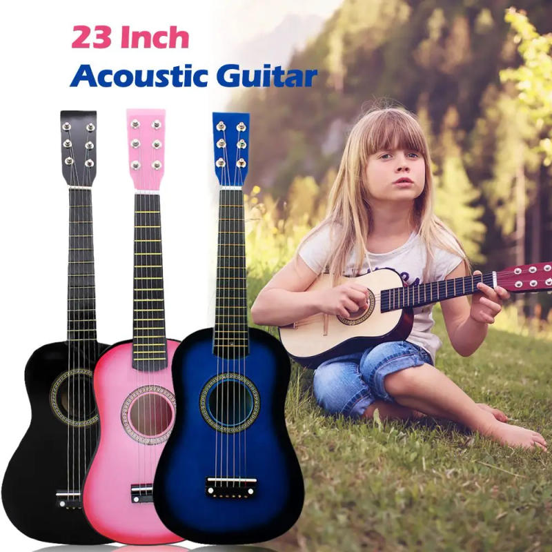 Description Picture 2 of itemSmall Mini 23 Inch 6 String Solid Wood Multi colors For Children Kids Beginners Acoustic Guitar
