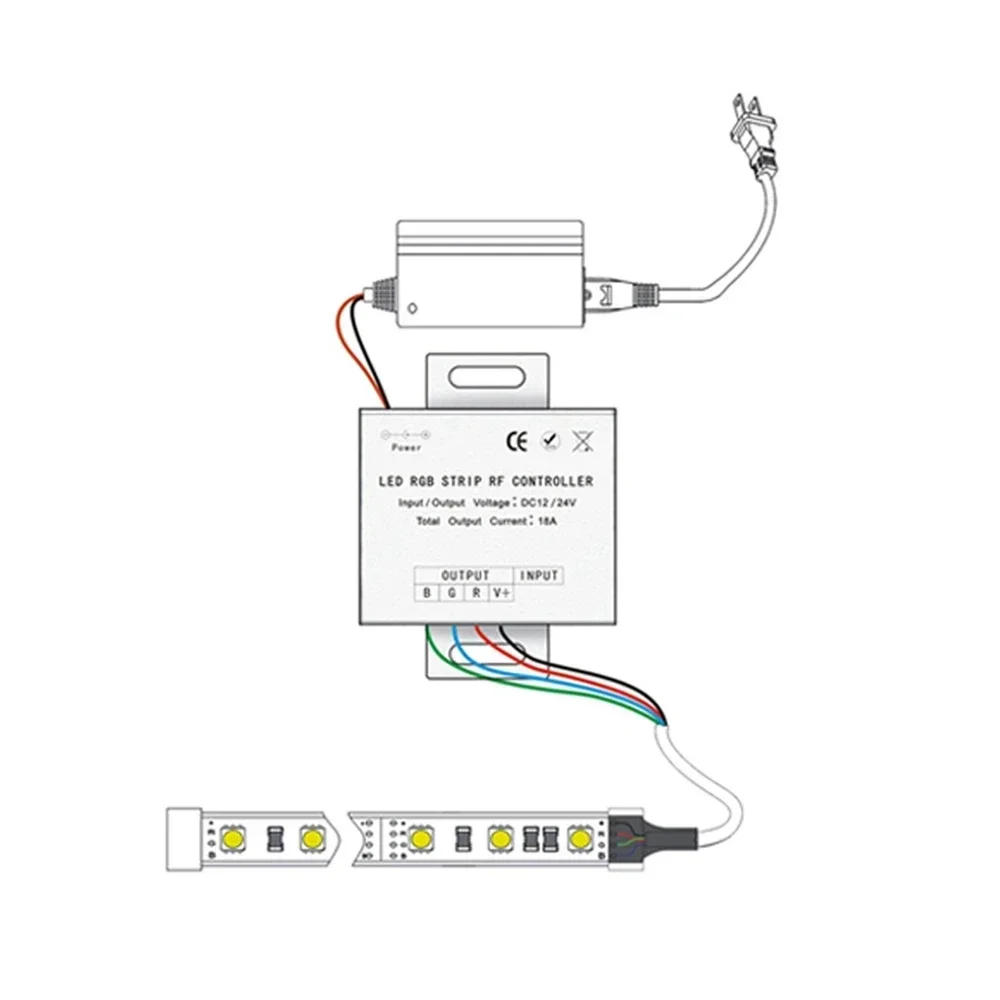 Description Picture 4 of itemHot DC12V-24V 18A RGB Controller Wireless RF Touch Panel Dimmer 5 Keys Remote Controle for 2835 3528 5050 RGB LED Strip Lights