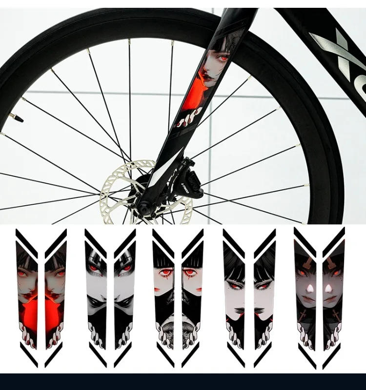 Description Picture 2 of item1Pcs Road Bike Front Fork Decoration Waterproof Sticker Mountain Bike Modification Personalized Creative Eye Decoration Stickers