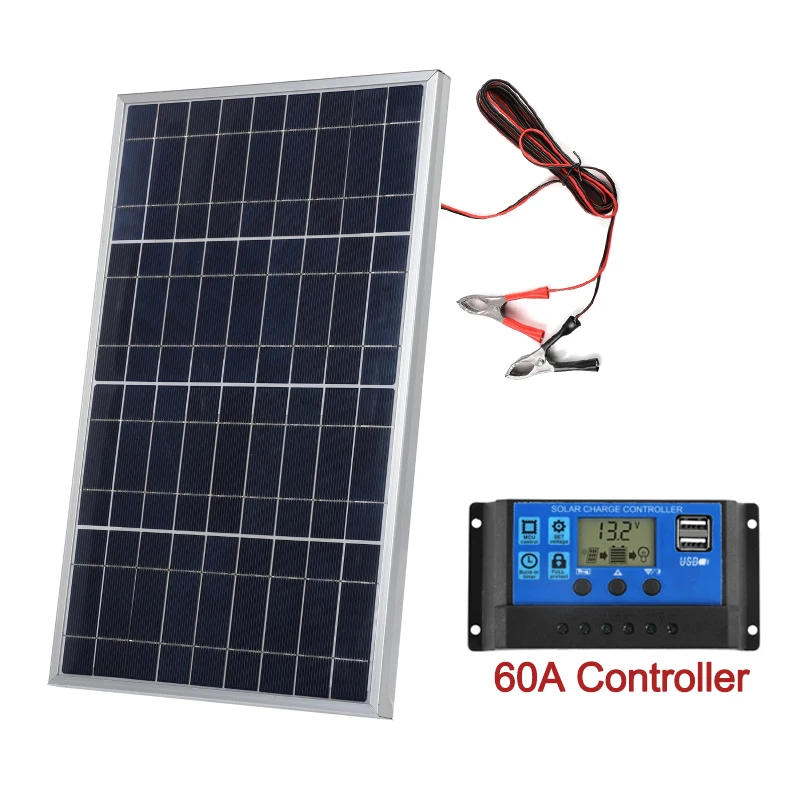 Description Picture 2 of itemSolar Panel 18V 20W Portable Controller Power Set Alligator Clip Outdoor Rechargeable Household Solar Generator Solar Charger RV