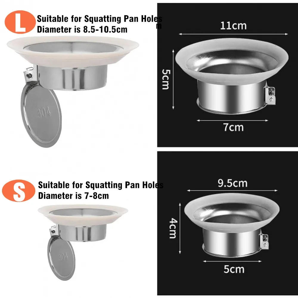 Description Picture 3 of itemSquatting Pan Anti-smell Plug 304 Stainless Steel Toilet Drain Cover Floor Drain Deodorize Stopper Bathtub  Anti-blocking Cover