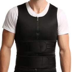 Neoprene Sauna Suit for Men Waist Trainer Vest Zipper Body Shaper with Adjustable Tank Top Sweat Workout Trimmer