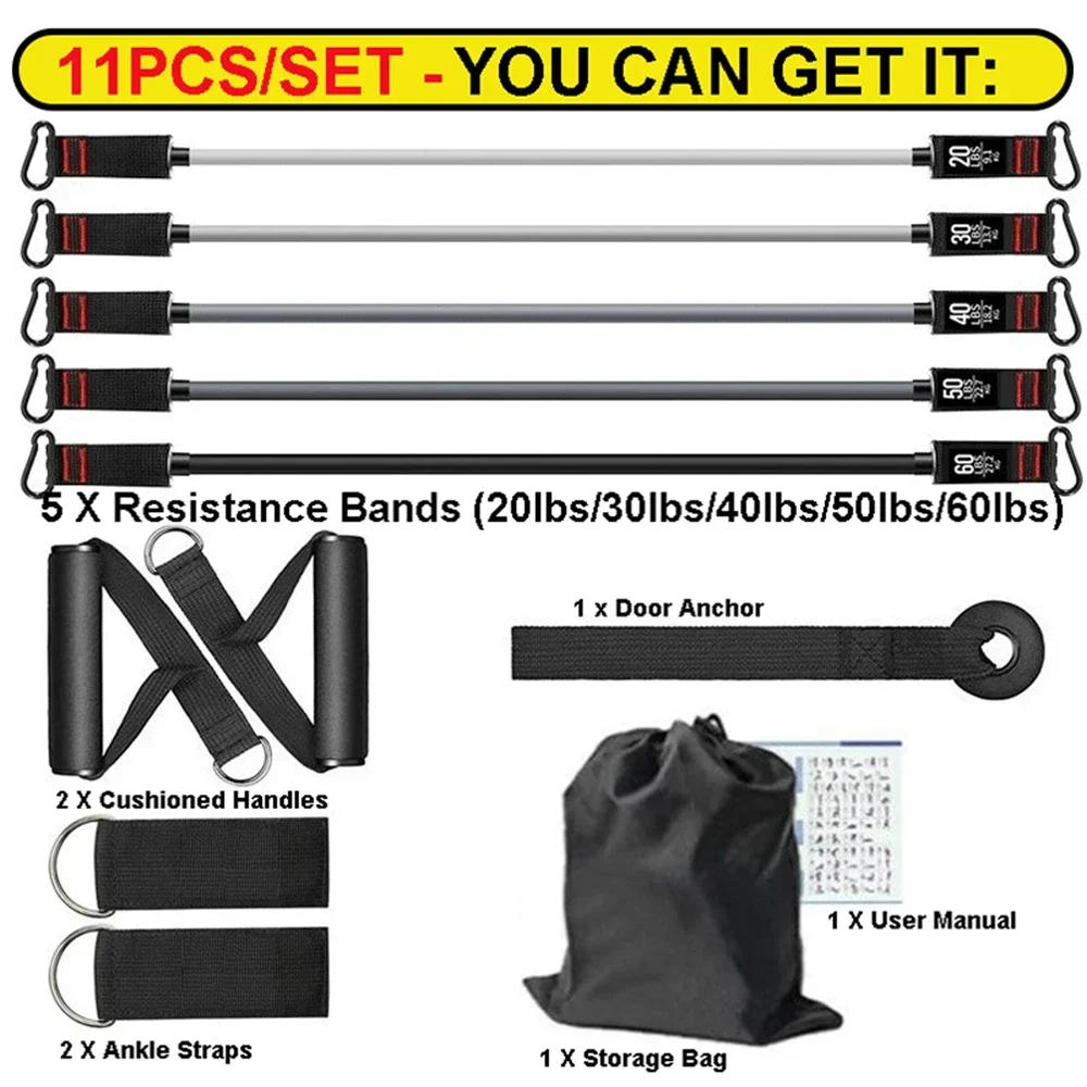 Description Picture 3 of item200LBS/150LBS Fitness Resistance Bands Set Elastic Bands for Exercise Yoga Sports Pull Rope Bodybuilding Workout Exercise Bands