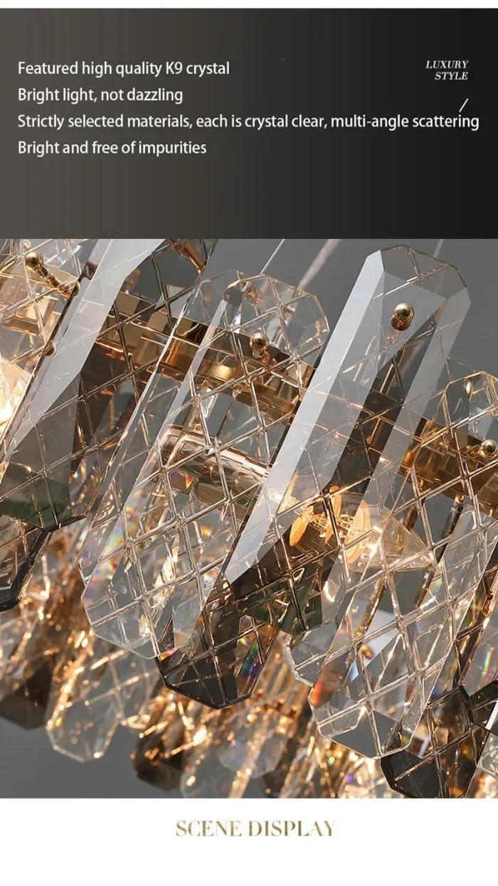 Description Picture 6 of itemModern Luxury Crystal Chandelier Glass Pendant Light Home Decor Living Dining Room Kitchen Bar Decoration Indoor Hanging Lamps