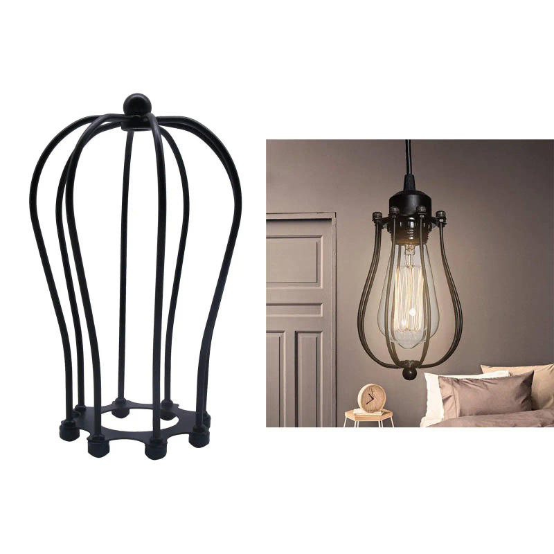 Description Picture 4 of itemVintage Style Metal Wrie Cage Lampshade - Industrial Metal Cage Light Shade DIY Ceiling Pendant Lights for Dining Room Loft