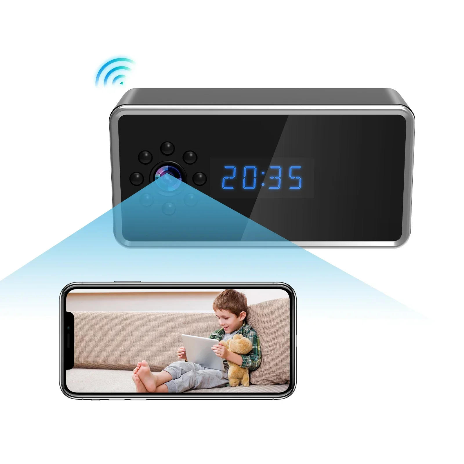 Description Picture 2 of itemMini WiFi Camera Clock Cam HD 1080P Surveillance Cams Night Vision Alarm Monitor Wireless Video Recorder Camcorder Home Security
