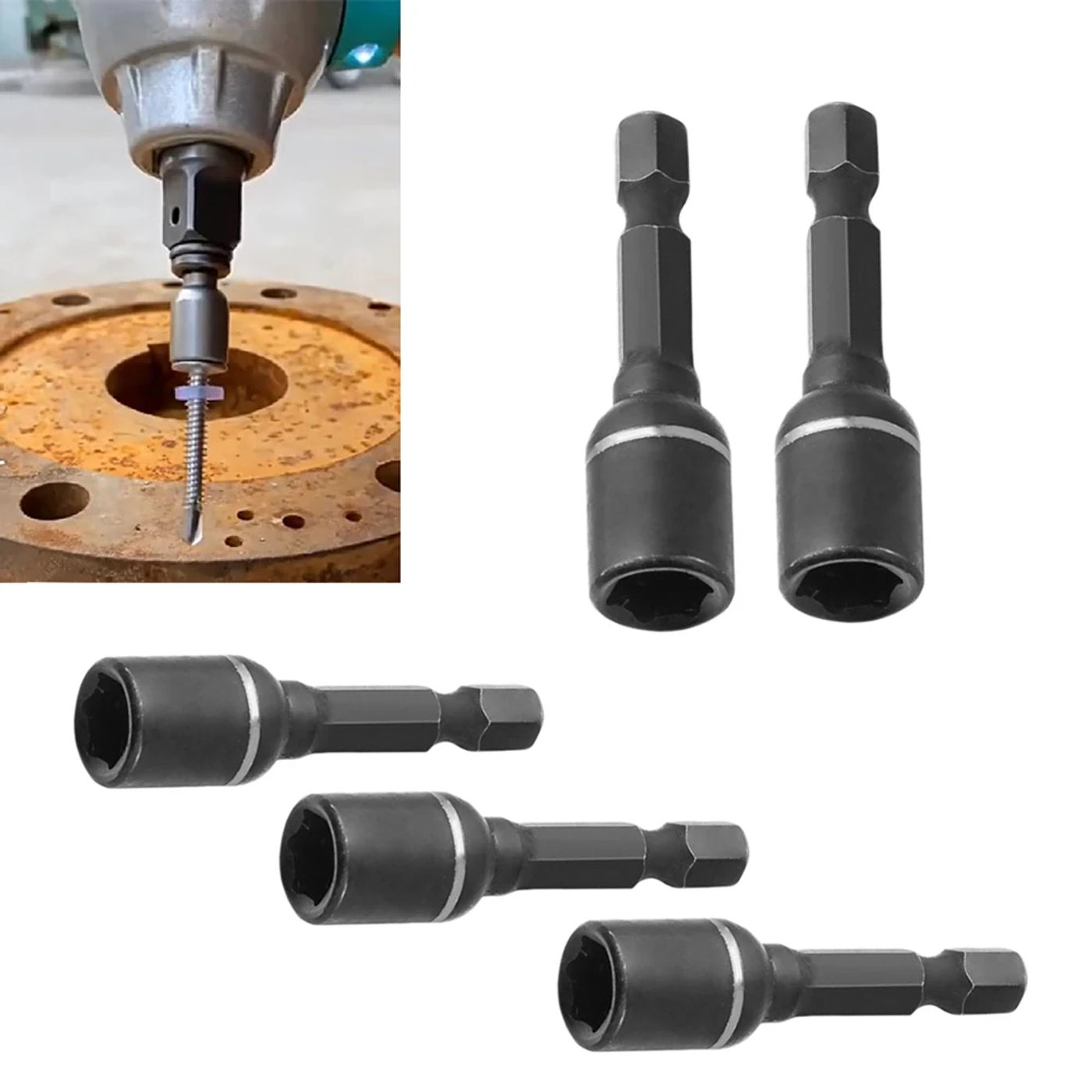 Description Picture 5 of item5pcs 8mm Impact Socket Magnetic Nut Screwdriver Deep Socket Adapter 1/4inch Hex Wrench Heads Electric Drill Bit Repairing Tool