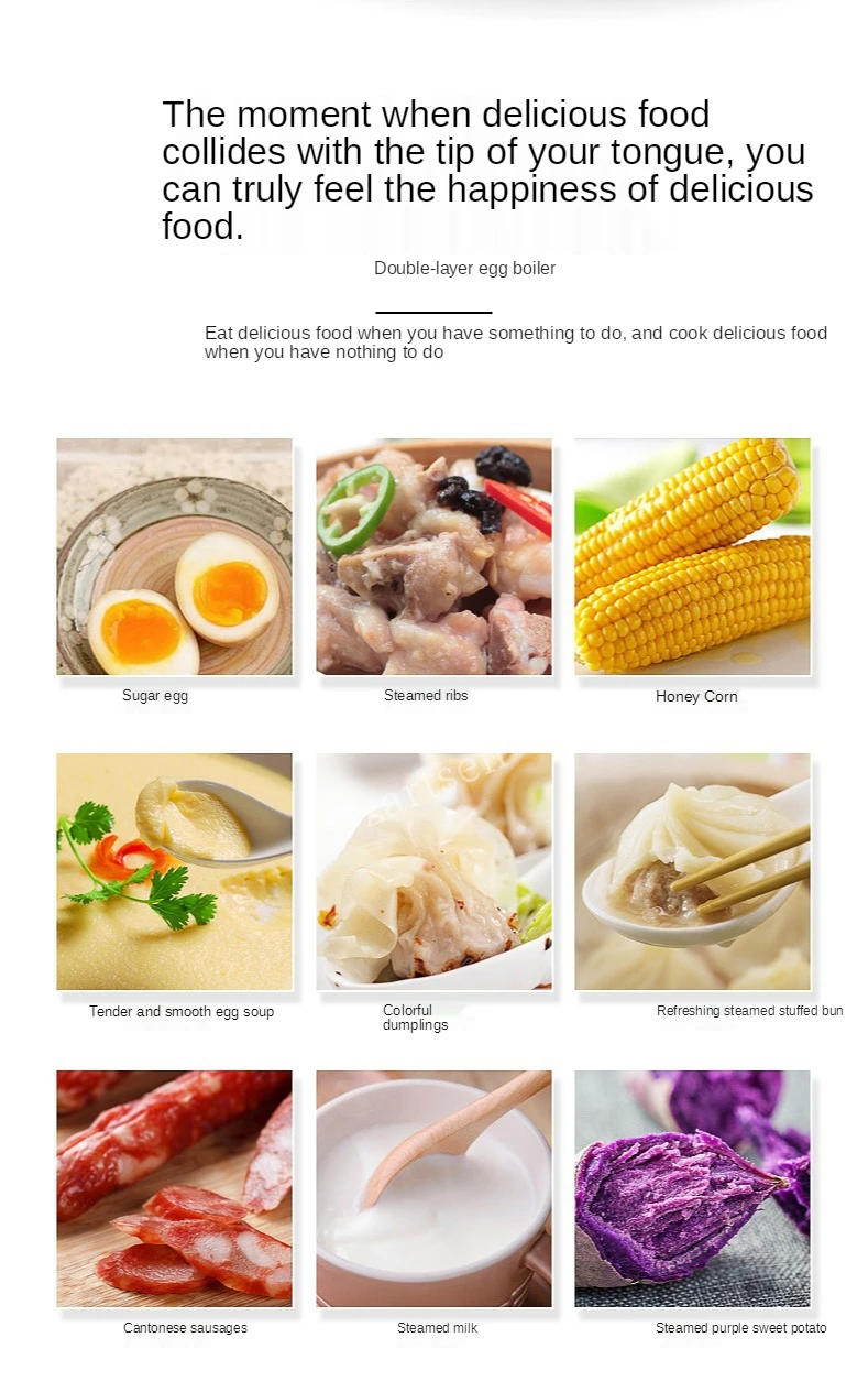 Description Picture 4 of itemElectric Egg Boiler Double Layer Multifunctional Corn Egg Custard Automatic Mini Steamer 14 Eggs Breakfast Egg Cooker