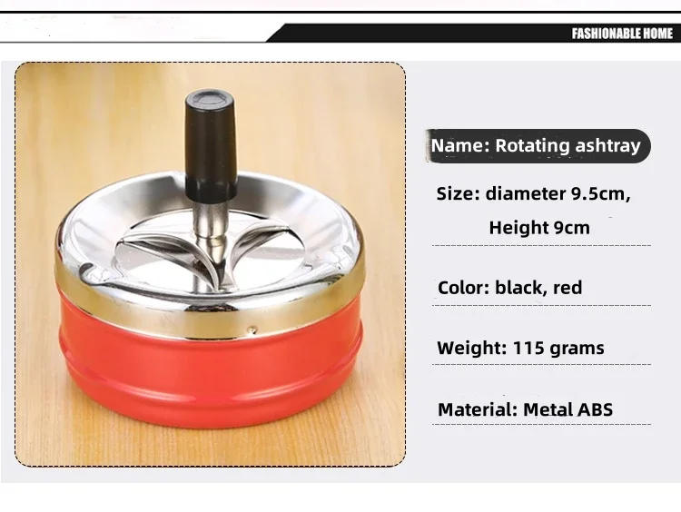 Description Picture 4 of itemWindproof Round Rotating Self-Clearing Smokeless Smoker with Lid Ashtray Office for Men Cigar Portable Ashtray 9.5*9cm