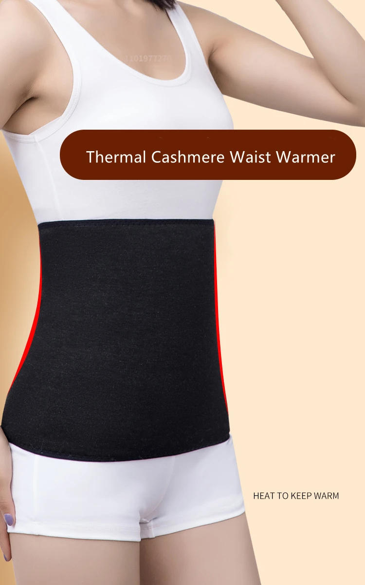 Description Picture 2 of itemWinter Thicken Thermal Cashmere Waist Warmer Lumbar Support Belt Abdominal Stomach Protector Wrap Band Back Brace Kidney Binder