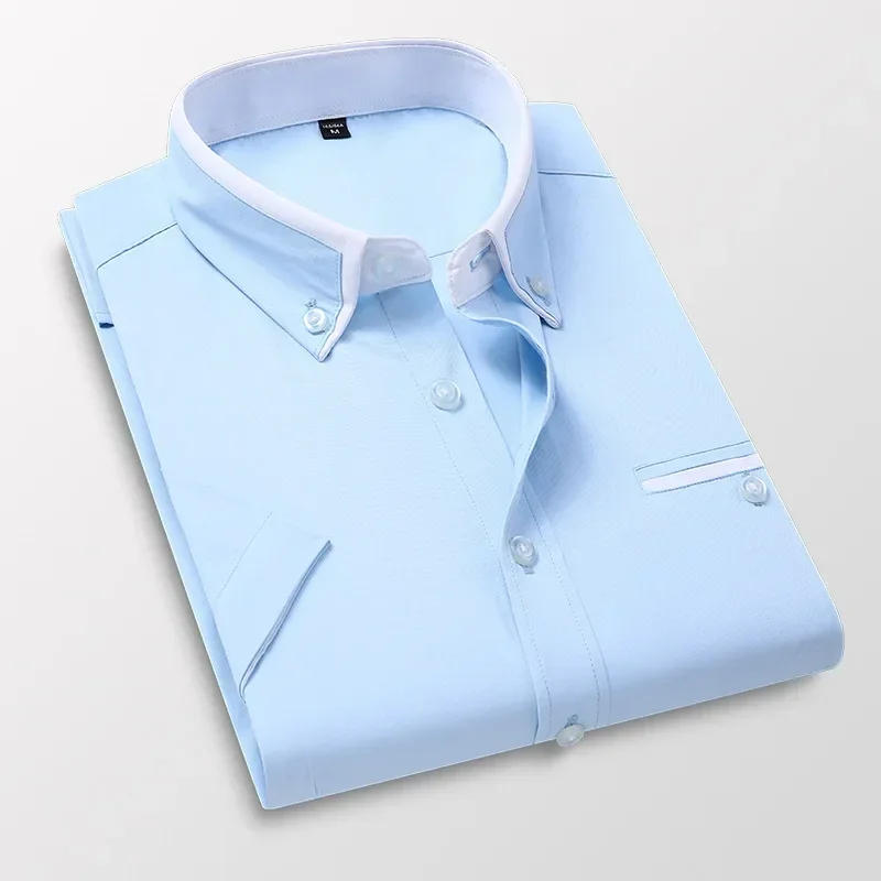 Description Picture 6 of itemNew Arrival Man Shirt Men Summer Short Sleeved Fashion Causal Slim Fit Weeding Male Shirt Brand Men Clothes DS413