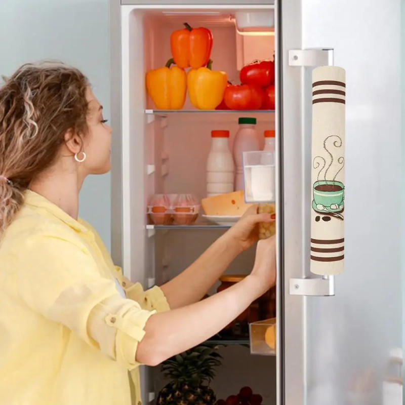 Description Picture 4 of itemRefrigerator Door Handle Cover Kitchen Appliance 3Pcs Keep Kitchen Appliance Clean Decor Fridge Oven Handle Coffee Design