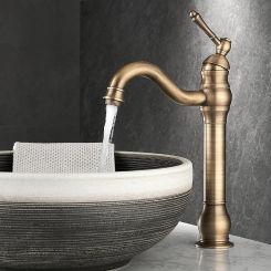 Antique Brass Bathroom Basin Faucet Cold And Hot Water Mixer Sink Deck Mounted Black Oil Brushed Tap