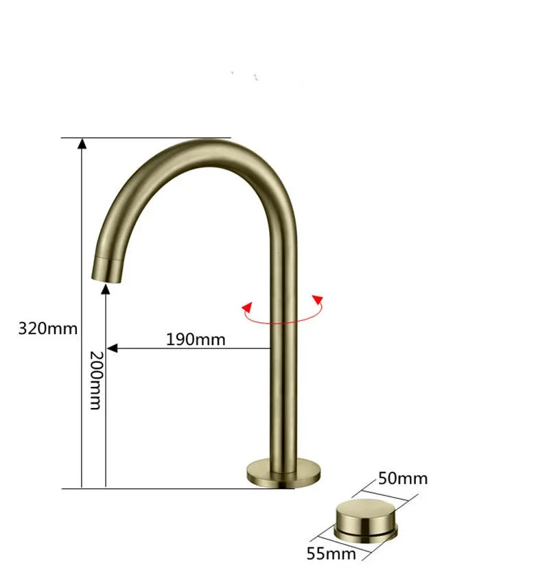 Description Picture 4 of itemBasin faucet Bathroom two holes Widespread Brushed Gold sink tap 360 rotating widespread Black Tap