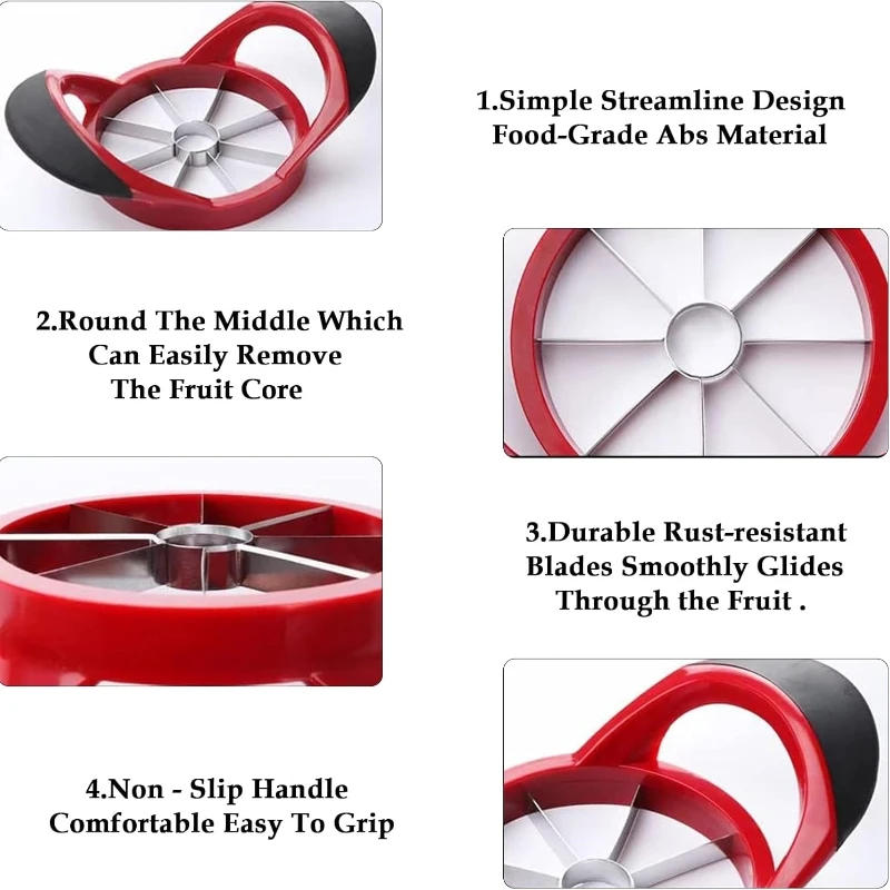 Description Picture 5 of item1pc Apple cutter, apple corer & slicer-stainless steel Apple corer-apple slicer tool with 8super sharp blades, lightweigh