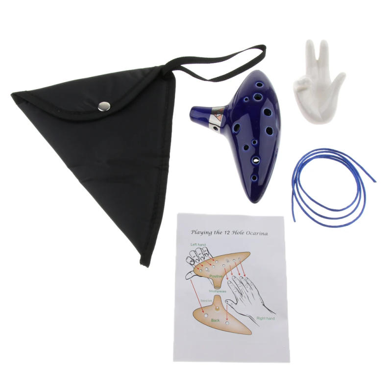 Description Picture 3 of itemCeramic Ocarina 12 Hole Alto C with Song Book with Display Stand Protective Bag Flute Music Instrument