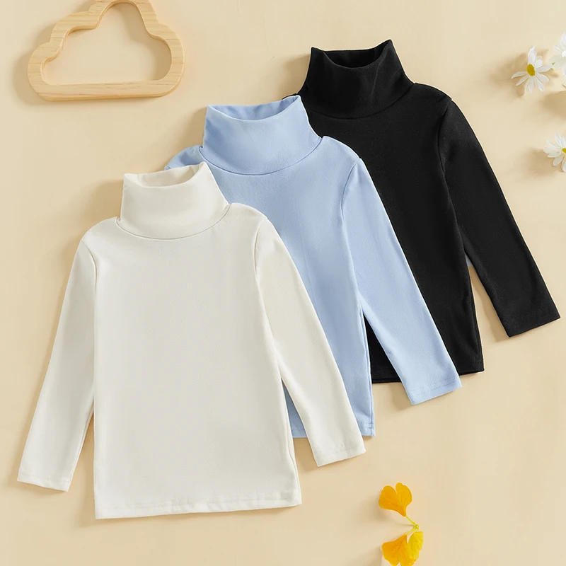 Description Picture 2 of itemKids Girls T-shirt Long Sleeve Turtleneck Solid Fall Tops Clothes for Casual Daily