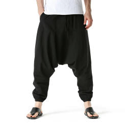New Men's Hip Hop Harem Pants Solid Baggy Casual Yoga Loose Drop Crotch Trousers Streetwear Joggers