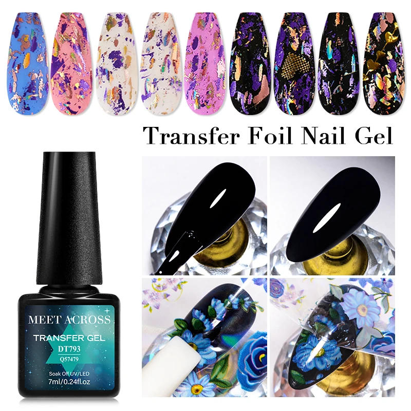 Description Picture 4 of itemMEET ACROSS 7ml Transfer Foil Nail Gel Polish Semi-Permanant Varnish For Adhesive Sticker Nail Glue Soak Off UV LED Gel Nail Art