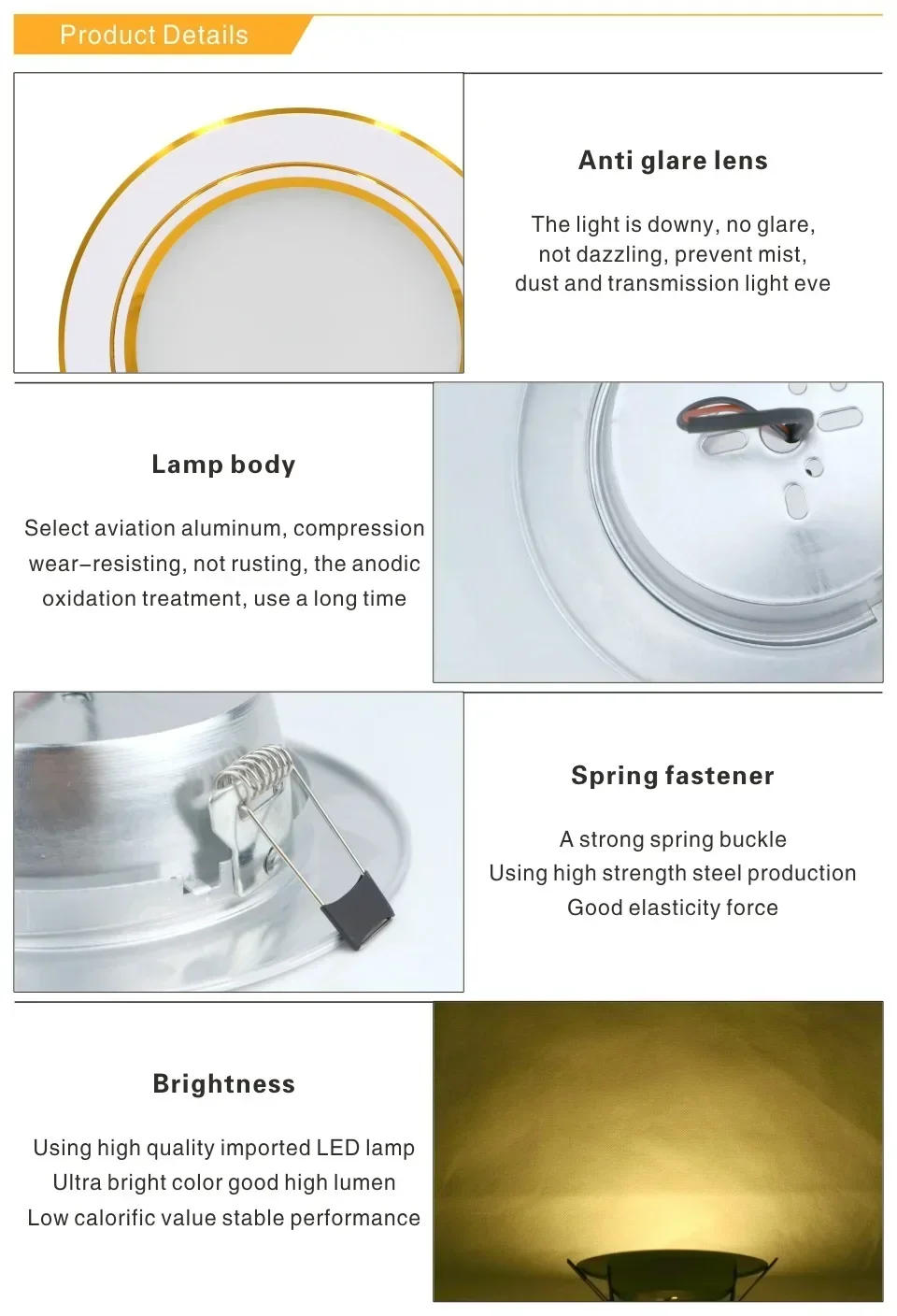 Description Picture 5 of item2024 LED Downlight Spotlight Tri-color Dimmable 5W 7W 9W 12W 15W Recessed Downlight Ceiling Light Wall Light Cool White Bulb