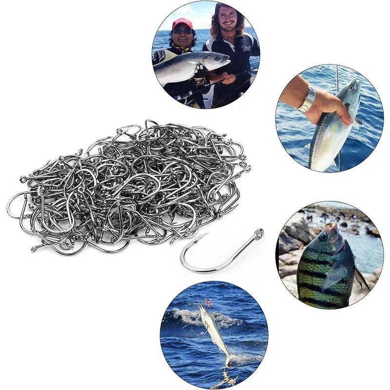 Description Picture 4 of itemFishing Hooks Carbon Steel Strong Sharp Silver Circle Fishhook 3#-12# Jig Barbed Pesca Portable Lure Bait Tackle 50-1600Pcs/Box