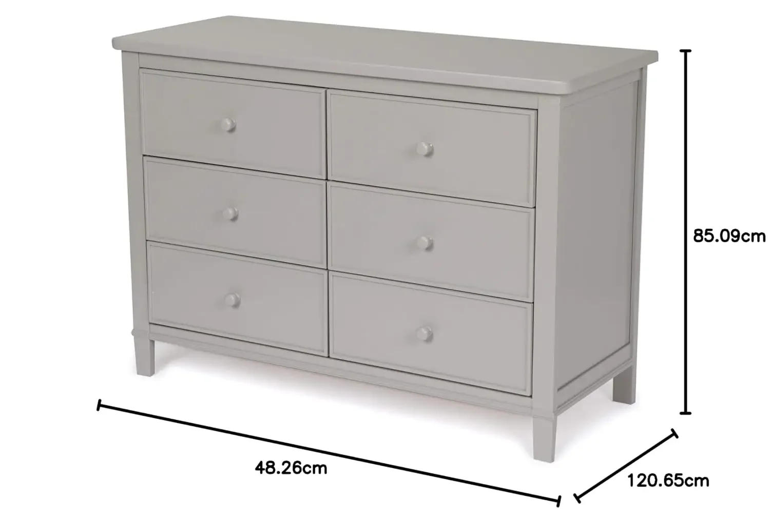 Description Picture 5 of itemFreestanding Dressers 6 Drawer Dresser White 19"D X 47.5"W X 33.5"H with Spacious Storage Strong and Sturdy Wood Construction