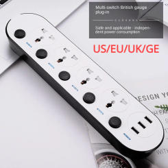 Power Strip Sockets US/UK/EU AU 110~220v 3 USB2.1A 5 Outlets 10A 2000W Office Independent Control Socket Multi Plug Home Socket