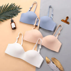 Womens Tube Tops Invisible Removable Bra Underwear Sexy Solid Seamless Push Up Bra Wireless Mold Cup Bralette Lingerie