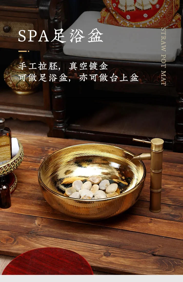 Description Picture 2 of itemThai Spa Club Hotel Foot Wash Foot Bath Tub Ceramic Table Basin Wash Basin Bathroom Basin Home