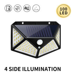 Solar Light Outdoor, Motion Sensor Wall Light 3 Lighting Modes IP65 Waterproof 100 LED Solar Security Light