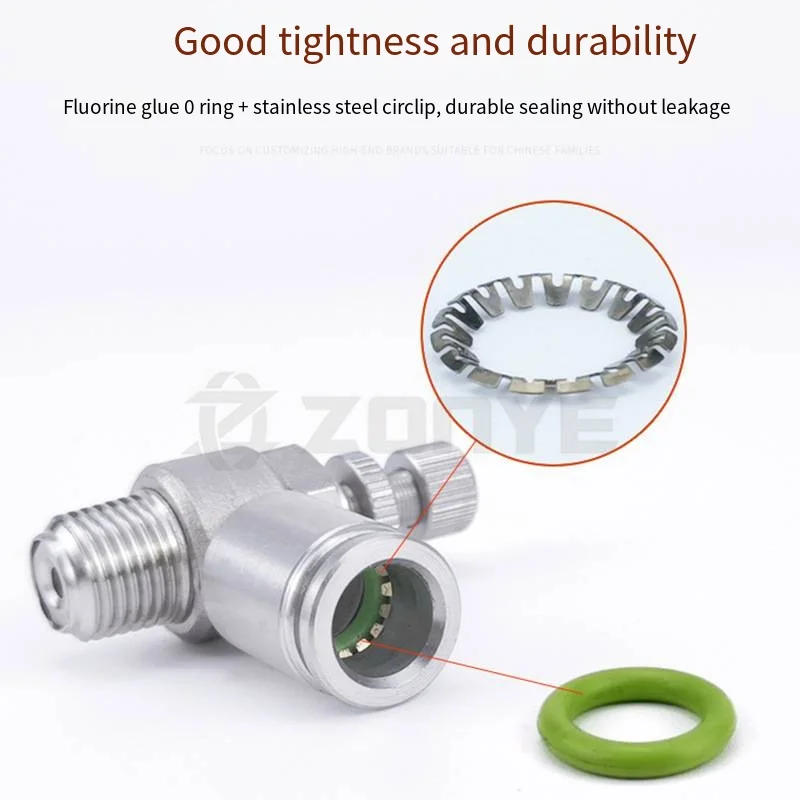 Description Picture 4 of item304 stainless steel pneumatic air pipe joint speed control one-way flow limiting cylinder throttle valve SL6-01/8-02/10-03