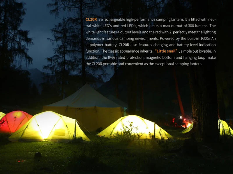 Description Picture 4 of itemNew Fenix CL20R USB Rechargeable 300 Lumens LED Camping Lantern Light--YEllow