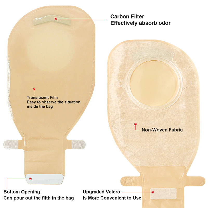 Description Picture 5 of item70mm 5Barriers/10Bags+5Barriers Ostomy Supplies Colostomy Bags Two Piece Drainable Pouches with hoop and look Stoma Care