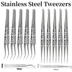 Stainless Steel Tweezers Set Precision Industrial Tweezers Anti-static Magnetic Forceps Soldering Phone Repair Hand Tools Sets