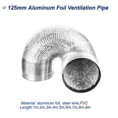 ∅125mm Aluminum Foil Ventilation Pipe Scalable Smoke Tube for Kitchen Outlet Bathroom Exhaust Dryer Fan Air Conditioning Hose