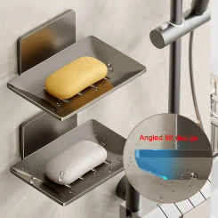 Wall Mounted Aluminum Alloy Soap Holder Bathroom Soap Accessories With Dish Bathroom Wall Mounted Water Box Drain Soap A6r2