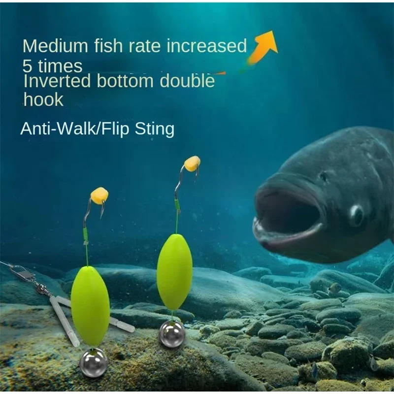 Description Picture 4 of item2 Pcs Double Hook Fishing Hair Rigs Hook Suspension Anti Bottom Carp Fishing Hook Ready Made Carp Rigs Fishing Lure