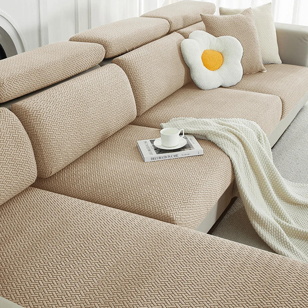 Description Picture 5 of itemJacquard Sofa Cover Solid Elastic Sofa Cushion Cover Living Room Washable Spandex Sofa Seat Slipcover Chaise Lounge Home Pets