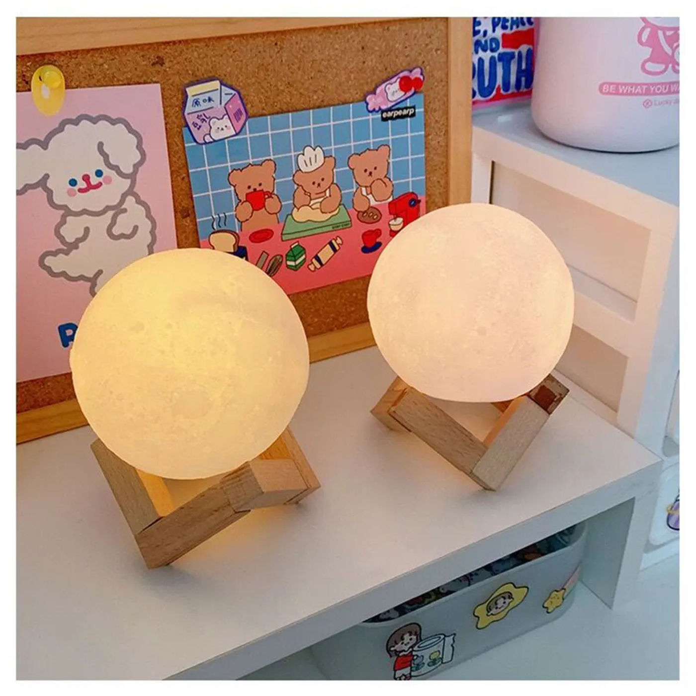 Description Picture 3 of item8cm Moom Night Light Romantic Atmosphere Creative Gift Moon Light LED Bedroom Bed Decoration Ambiance Light Lamp Soft Warm Light