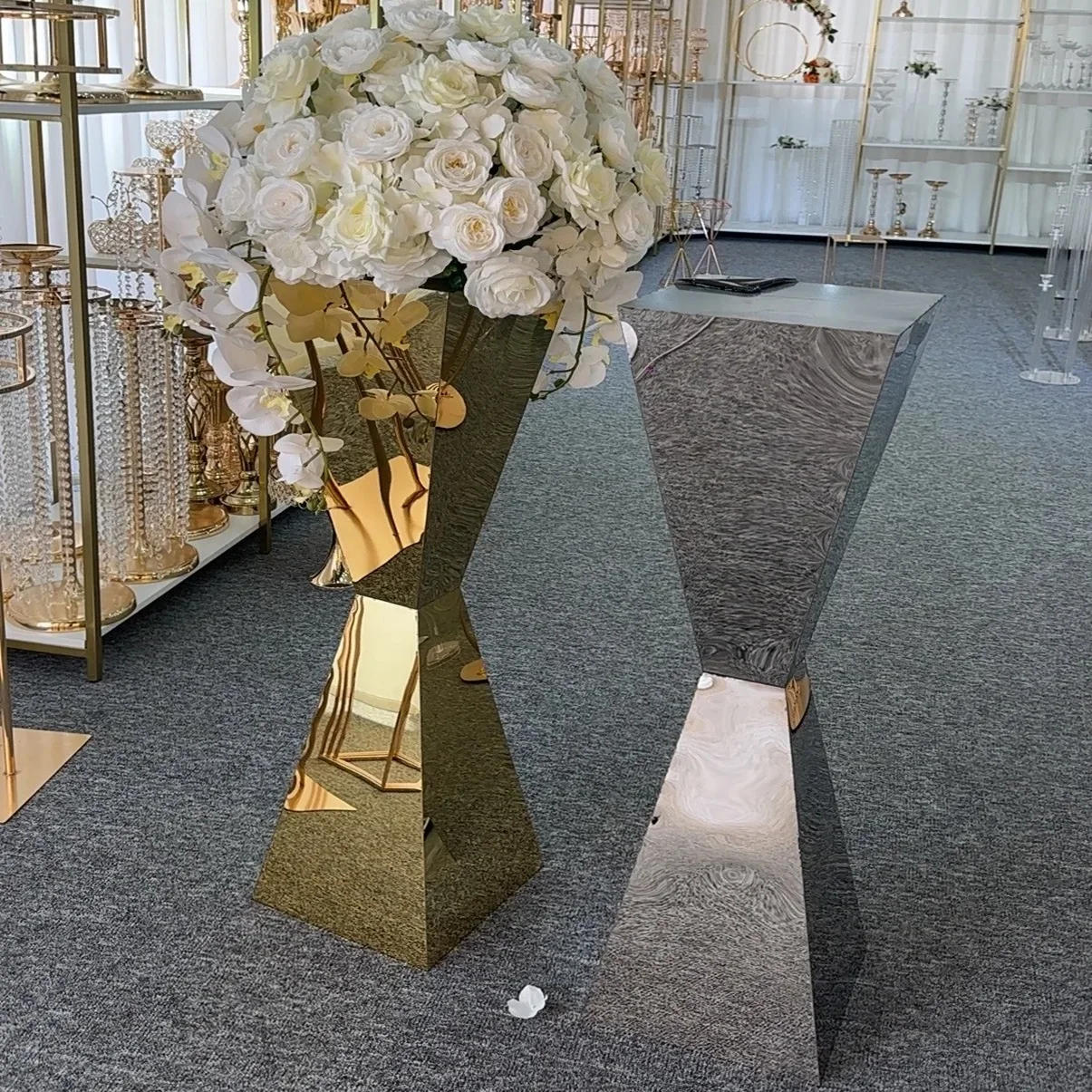 Description Picture 2 of itemStainless Steel Flower Stands Vases, Wedding Table Centerpieces, Road Lead, Party Decoration, 1Pc, 2Pcs, 5  6  10Pcs