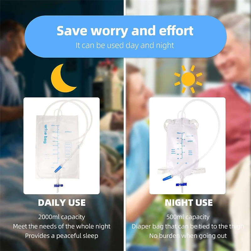 Description Picture 6 of itemMan Portable Urine System Latex Condoms Urinary Collection Bag with Belt Supplies Medicals Reusable Drainable Urinals Pouch Bags