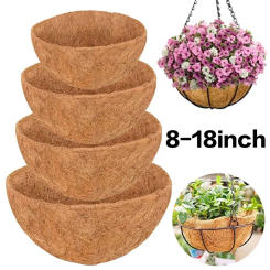8-18 Inch Hanging Basket Liner Round Coconut Liners for Planters 100% Natural Coco Basket Replacement Outdoor Garden Accessories